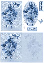 Blue Roses and Lace Small with Insert