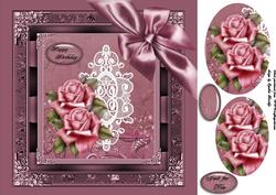 8x8 Rose and Ribbon