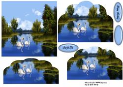 Swans on Lake Wavy Bottom Pryamage