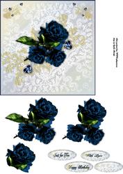Blue Roses on Lace