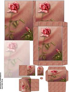 Pink Rose Stationery Set