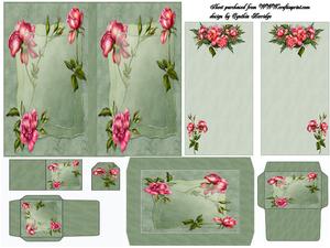 Pink Rose Stationery Set