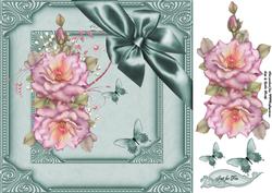 Mint Roses and Butterflies