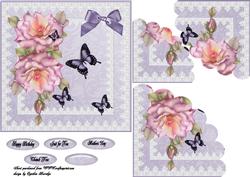 Pink Roses and Butterflies