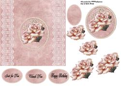 Pale Pink Roses Lace and Pearls