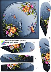 Flowers and Butterflies Fan Decoupage