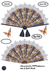 Flowers and Butterfly Fan