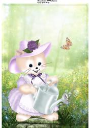 A4 Kitty Watering the Garden