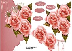 Pink Roses Envelope Decoupage