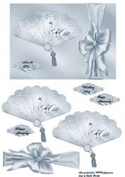 Pale Blue Swan Fan Card