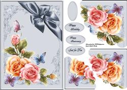 A5 Ribbon Bow and Roses