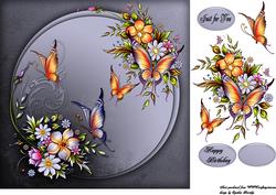 Large Flowers and Butterflies