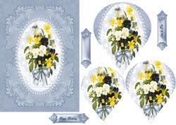 Blue Card with Pansies