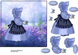 Blue Sunbonnet Sue in the Garden