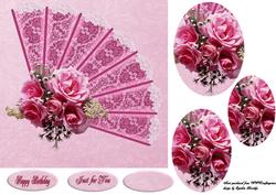 Pink Fan and Roses