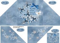 Crisscross Gate Fold Blue Flowers