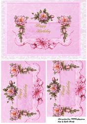 Pink Rose and Lace Happy Birthday