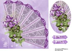 Lavender Fan and Roses