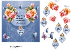 Oval Flowers and Butterflies