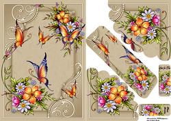 Cream Flowers and Butterflies