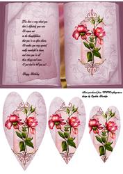 Pink Rose Book Heart