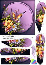Fan Flowers and Butterfly