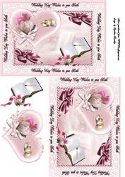 Pink Roses Wedding Card