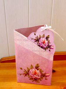 Pink Rose V Shaped Card