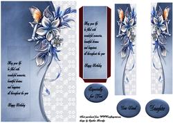 Book Blue Flowers Bookmark