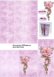 Pink Rose Gate Fold Notelet Card