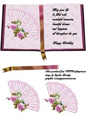Pink Roses Fan and Book