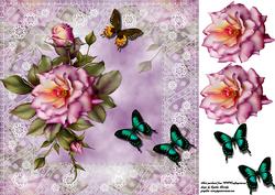 8x8 Rose and Butterflies