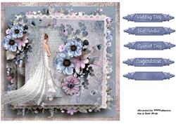 Blue Flowers Wedding Card