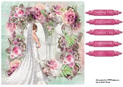 Pink Flowers Wedding Card