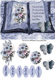 Blue Flowers Birthday Book
