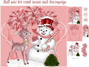Pink Snowman and Reindeer Mini Kit