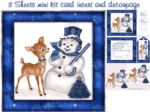Blue Hat Snowman and Reindeer