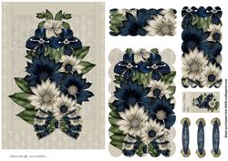 Ivory and Blue Flowers