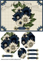 Ivory and Navy Flowers