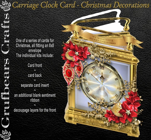 Carriage Clock Card - Christmas Decorations