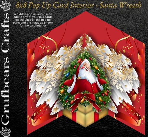 8x8 Pop Up card interior - Santa Wreath