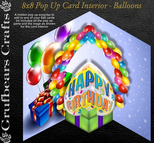 8x8 Pop Up Card Interior - Balloons