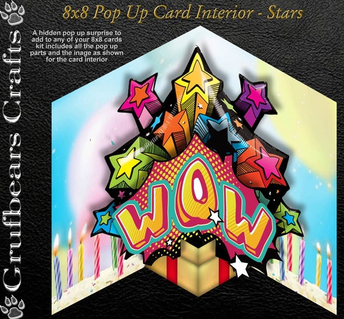 8x8 Pop Up Card Interior - Stars
