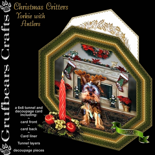 Christmas Critters - Yorkie with Antlers