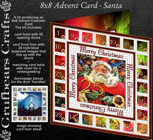 8x8 Advent Calendar Card - Santa