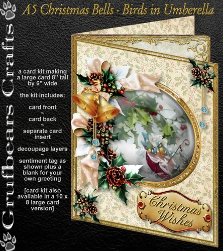 A5 Christmas Bells - Birds in Umberella