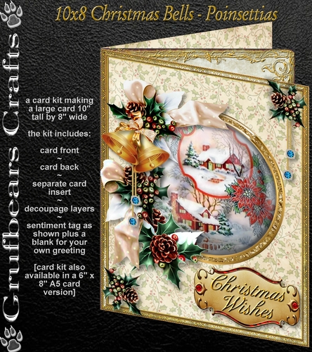 10x8 Christmas Bells - Poinsettias