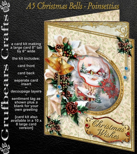 A5 Christmas Bells - Poinsettias