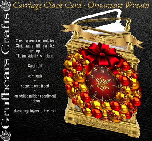 Carriage Clock Card - Ornament Wreath