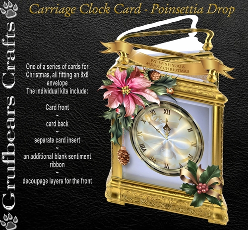 Carriage Clock Card - Poinsettia Drop